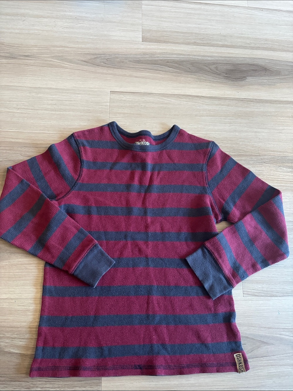 OshKosh B'gosh Boys Burgundy and Charcoal Striped Crewneck Sweater